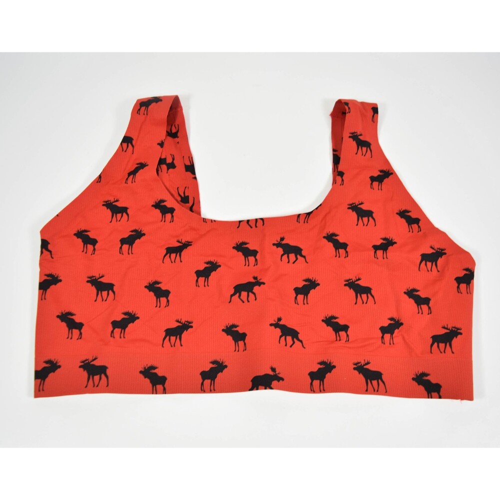 MeUndies Red Sports Bra with Black Moose Print